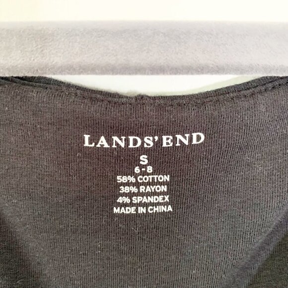 Lands' End black sleeveless cross front empire waist stretch knee length dress - Picture 4 of 8